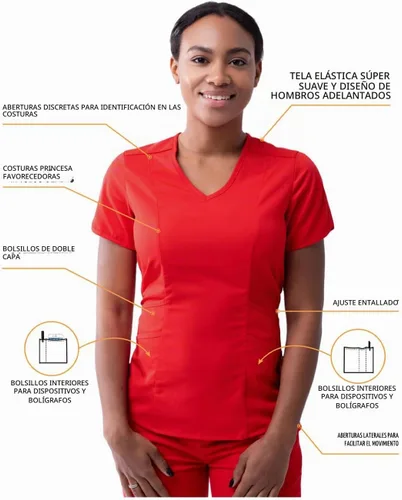 Vista 3 de Adar Pro - Conjunto de uniforme médico atlético moderno para mujer Tela elástica en 4 direcciones, resistente al olor y a las arrugas, ajuste a