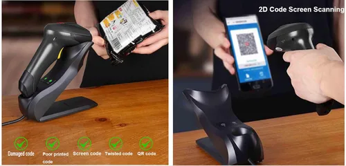 Vista 8 de TEEMI Escáner de código de barras Bluetooth TMSL-56CR con base de carga USB Escáner QR 2D, lector de licencia de conducir, análisis de datos