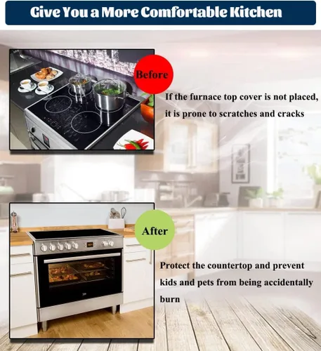 Vista 5 de [Usado] Cubierta de estufa eléctrica extragrande, antideslizante, impermeable, cubierta para horno, protector superior de estufa de vidrio, amplía