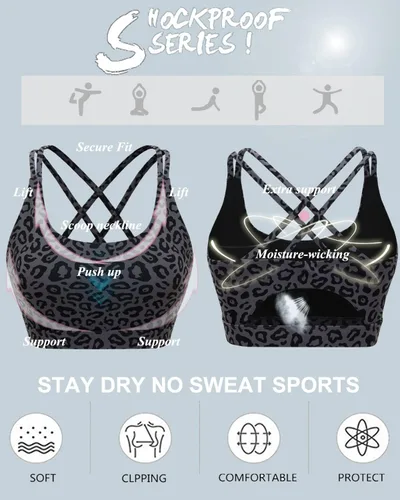 Vista 45 de Brasieres deportivos para mujer, con relleno, tipo camiseta sin mangas, sexis, con espalda cruzada, de alto impacto, largos, ideales para practicar
