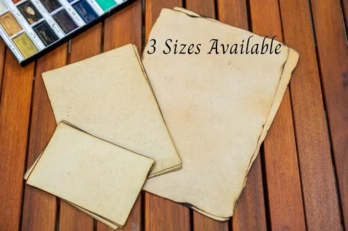 Vista 4 de Wanderings Tarjetas antiguas hechas a mano en blanco con borde de papel ligeramente quemado, paquete de 50 tarjetas multimedia mixtas para anuncios