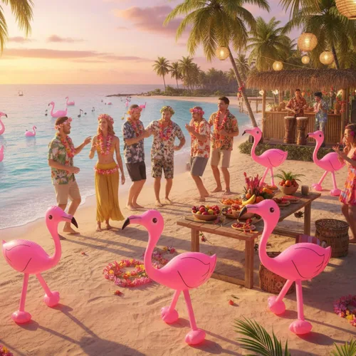 Vista 9 de Yaomiao 6 piezas de decoración de fiesta de flamencos en la piscina, 22 pulgadas, inflables de flamencos rosados, juguetes para cumpleaños de Luau