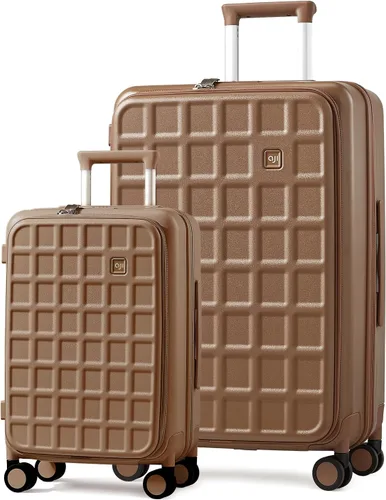 Vista 13 de Equipaje con Apertura Superior Tipo Waffle, Queso Amarillo, Maleta de mano de 20 pulg., Moderno