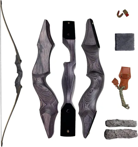 Vista 8 de Topbows Arco largo de 60 pulgadas con arco largo de madera con arco de tiro con arco incluido, almohadilla de descanso de piel, herramienta