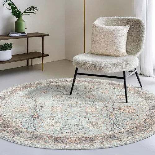 Vista 43 de GLN Rugs Traditional Collection - Alfombra de felpilla lavable a máquina, tradicional lavable, antideslizante, alfombra de felpilla de pelo corto