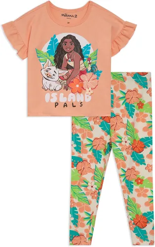 Vista 17 de Disney Princess Frozen Moana La Sirenita Conjunto de Camiseta y Leggings con Diseño Floral para Niñas Pequeñas y Grandes Tallas de Bebé a Niña Azul