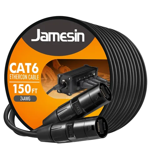 Vista 11 de Jamesin Cable Ethercon blindado CAT6, 15 pies, con Rj45 con arranque, Ethernet de bloqueo táctico y conectores Converta-Shell, para configuraciones
