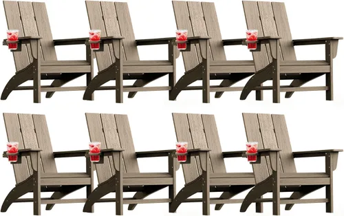 Vista 18 de Silla Adirondack moderna, sillas de patio de plástico HDPE para todo tipo de clima, silla para hoguera, sillas de césped al aire libre para terraza