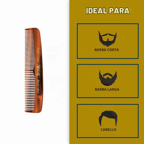 Vista 4 de Wahl Peine de bolsillo hecho a mano para barba, bigote y cabello