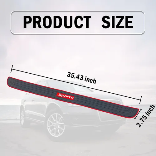 Vista 2 de Protector de parachoques trasero de 35 x 2.75 pulgadas, tira de protección de goma para maletero resistente a los arañazos, protectores de entrada
