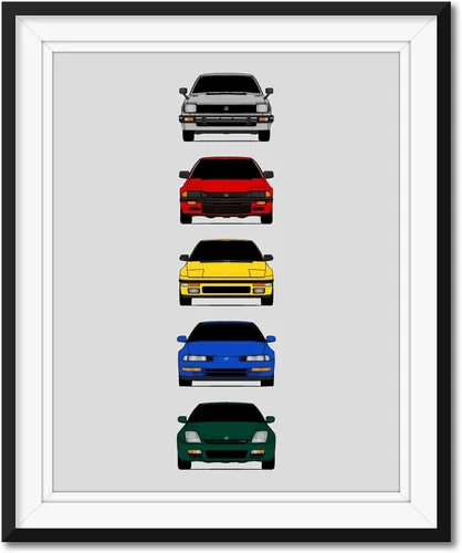 Vista 17 de Custom Car Posters Póster hecho a mano compatible con Acura (perfil lateral), decoración de lo mejor de las generaciones de Acura, historia 10C.