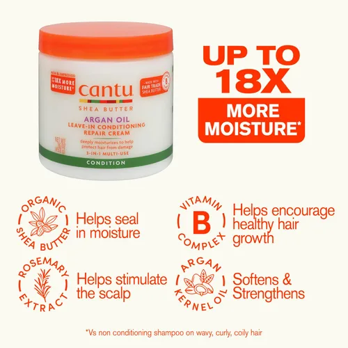 Vista 4 de Aceite de Argán Cantu, acondicionador, reparación, crema, 16 oz