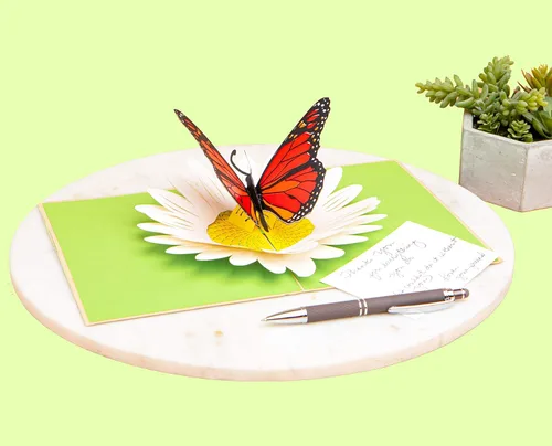 Vista 3 de PopLife - Mariposa monarca y margarita - Tarjeta pop-up 3D desplegable para Día de la Madre - San Valentín, aniversario, cumpleaños, agradecimiento