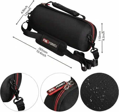 Vista 6 de FBLFOBELI Funda rígida de transporte para altavoz Bluetooth impermeable JBL Charge 4/Charge 5, bolsa protectora con correa para el hombro
