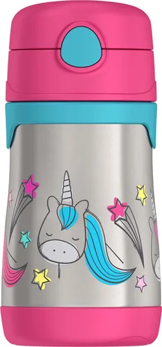 Vista 20 de Thermos Bebé 10 oz. Botella de acero inoxidable con popote emergente, coches