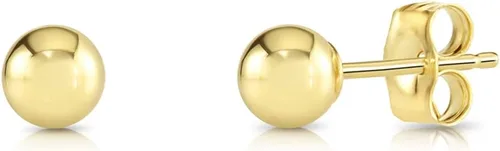 Vista 2 de Aretes de bola pulidos de oro amarillo de 14 quilates con mariposa