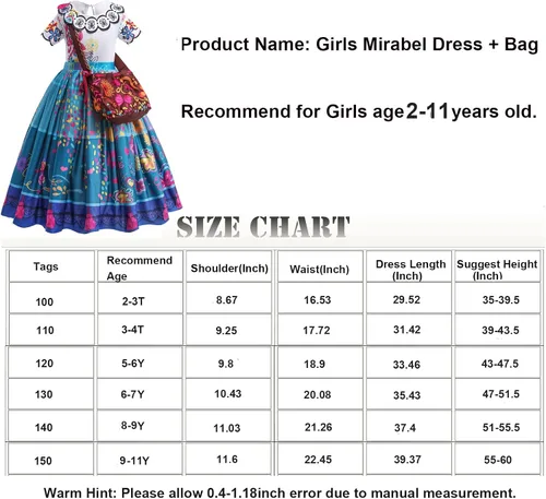 Vista 5 de WanBigVa Kids Girls Cartoon Costume Dress for Halloween Cosplay Dress-up Christmas Party Outfit