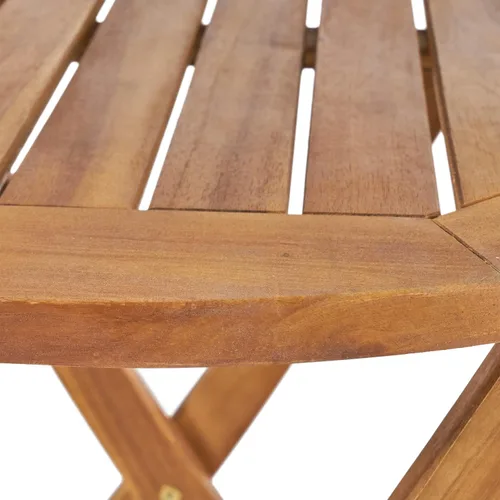 Vista 3 de GDFStudio Juego de bistró plegable de mimbre de madera de acacia al aire libre con sillas y mesa, acabado de teca y marrón