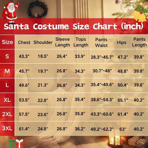 Vista 7 de Disfraz de Papá Noel para hombres y adultos, traje de Papá Noel, 11 piezas, traje de terciopelo rojo de lujo, juego de fiesta de Navidad