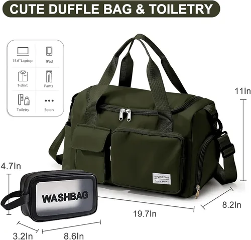 Vista 4 de Pequeña bolsa de gimnasio para mujer, bolsa de viaje con compartimento para zapatos