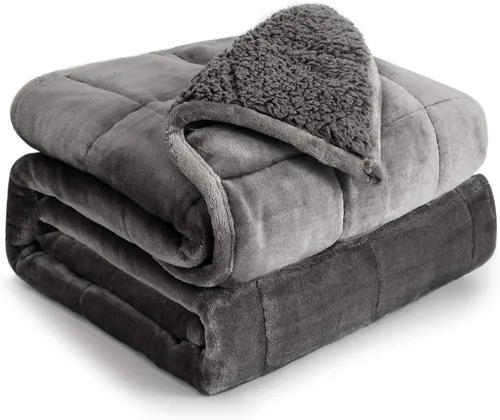 Vista 18 de Cottonblue Manta con peso de jacquard de 15 libras para adultos, tamaño individual, manta de forro polar sherpa ultrasuave para relajarse y dormir
