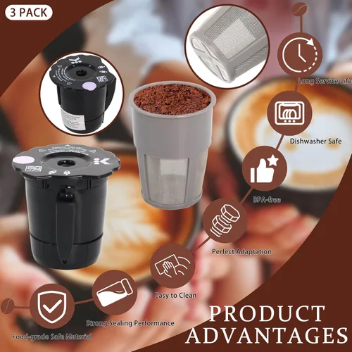Vista 5 de K250 - Filtro de café molido reutilizable compatible con Keurigg My K Cup 2.0 1.0 K300 K350 K375 K400 K450 K475 - Filtro de café molido recargable