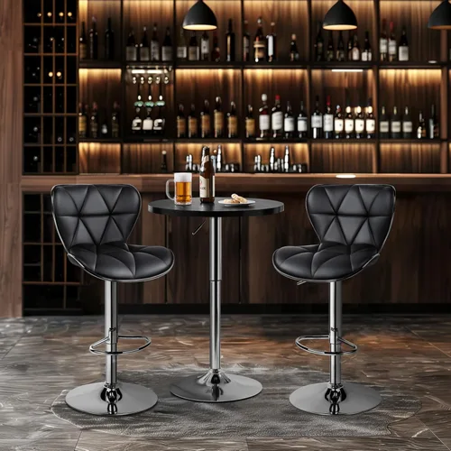 Vista 9 de Topeakmart Juego de 2 mesas redondas modernas ajustables para bar y bar