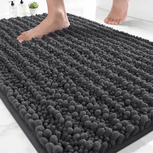 Vista 136 de Yimobra Alfombras de Baño Antideslizantes Lavables - Alfombra de Baño de Chenilla Ultra Suave Absorbente, Alfombra Peluda de Secado Rápido para Negro