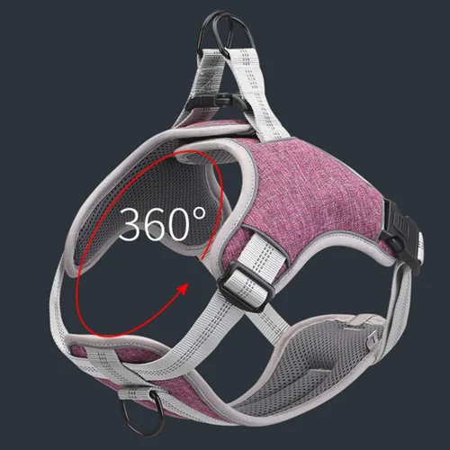 Vista 3 de Adjustable Reflective Pet Harness Vest Type Dog Chest Straps Breathable No-Pull Dog Harness for Walking Medium Purple