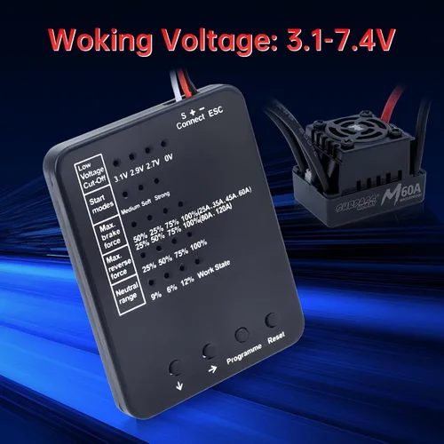 Vista 2 de Surpass Hobby ESC Tarjeta de programación RC Car Controlador electrónico de velocidad LED programador solo compatible con Rocket 25A 35A 45A 60A 80A