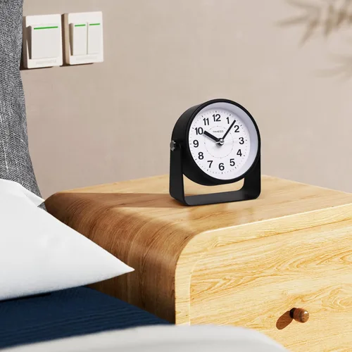 Vista 7 de TIMESS - Reloj despertador analógico con repetición y luz, silencioso sin tictac, color negro