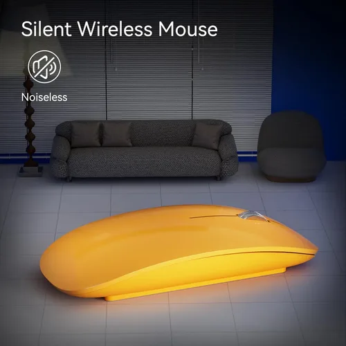 Vista 6 de Uiosmuph Ratón inalámbrico G11, mouse de computadora recargable USB C, ratones silenciosos delgados de 2.4 GHz óptico con receptor USB Nano y Naranja