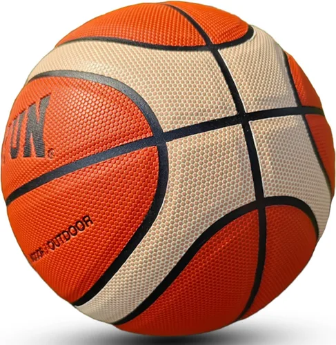 Vista 2 de Basketball, Adult Size 7, 12 Panel, 2-Tone Design, 29.6inches, Orange/Yellow, Indoor/Outdoor Play, 1 Pack