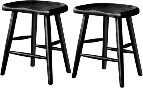 Vista 9 de Juego de sillas de comedor de madera, silla de comedor moderna, sillas de cocina de granja, taburete de vestíbulo, silla sin brazos para cocina