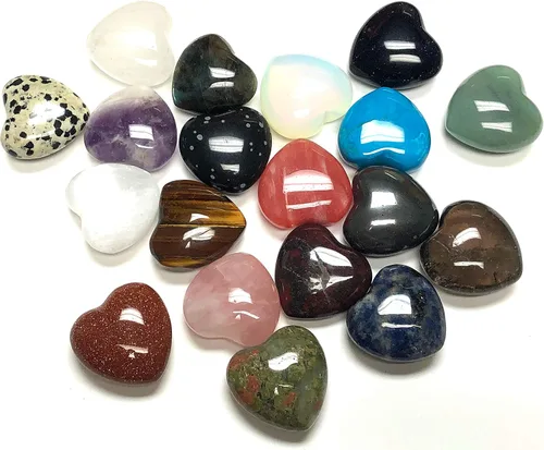 Vista 3 de Amatista 30MM pulido Worry Stone Puff Heart and Velvet Pouch