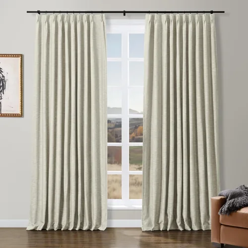 Vista 15 de ChadMade Simon Collection - Cortina de mezcla de algodón con forro de algodón de privacidad, 1 panel de 50 pulgadas de ancho x 84 pulgadas de largo