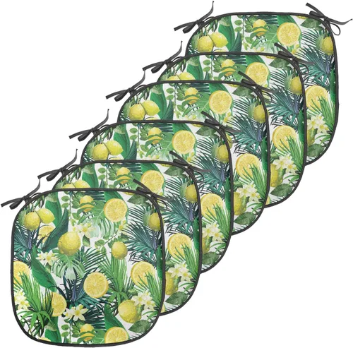 Vista 76 de Ambesonne Cojín de asiento para silla de flores, detalles florales con hojas y remolinos, estampado artístico romántico y vívido y vibrante