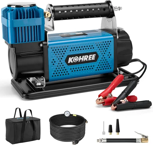 Vista 9 de Kohree Compresor de aire dual del cilindro 12V, inflador rápido