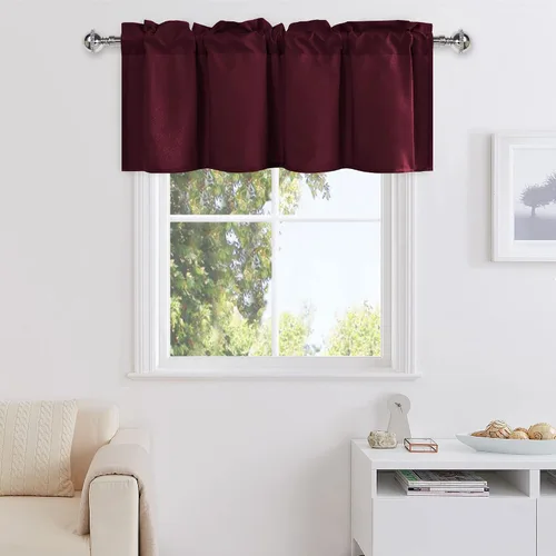 Vista 33 de DWCN Cortinas de Cenefa para Sala de Estar, Cocina, Baño/Sótano - Aqua Sólido, 1 Panel, 42 x 12 Pulgadas, Oscurecimiento de Habitación Solid Short