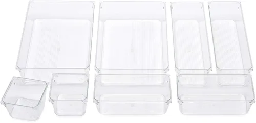 Vista 2 de Masirs Organizador de cajones transparente: organiza y personaliza fácilmente el diseño de los cajones. Ideal para escritorio de oficina