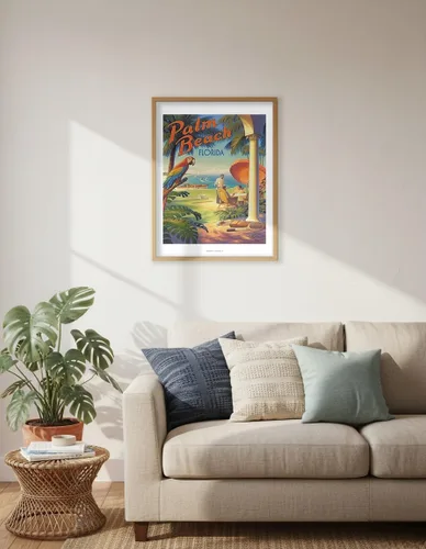 Vista 6 de Palm Beach Florida Poster Print Vintage Travel Poster, by Kerne Erickson, poster print, unframed, 6 x 9 in