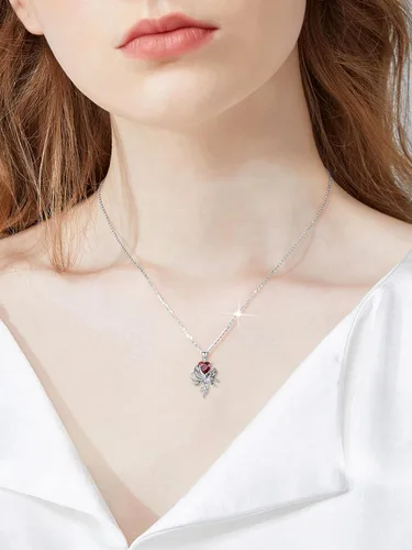 Vista 3 de Dorunmo Collares de animales con colgante de flamenco de rana y fénix de plata de ley, regalos de Navidad para mujeres y niñas
