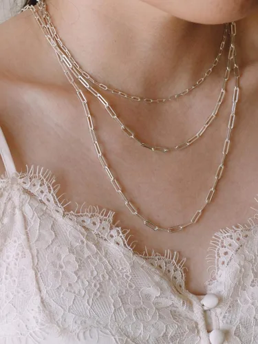 Vista 2 de BOUTIQUELOVIN - Collar de cadena de eslabones, de oro de 14 quilates, para mujeres y niñas
