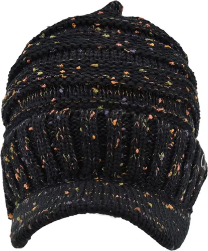 Vista 4 de C.C Gorro de punto acanalado de gran tamaño con visera