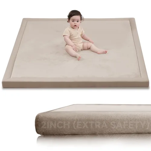 Vista 78 de Tapete de juego de 2 pulgadas de grosor para bebés y niños, tapete acolchado extra seguro, anticaídas, antideslizante, repelente al agua, tapete