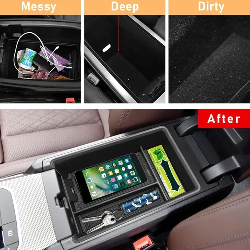 Vista 2 de TTCR-II Compatible con 2019-2024 2025 2026 BMW Serie 3 Organizador de consola central, para BMW Serie 4 Bandeja organizadora de consola i4 G26