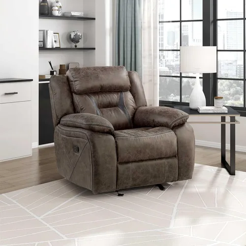 Vista 10 de Homelegance Sofá reclinable, sofá reclinable doble manual de microfibra pulida, marrón oscuro