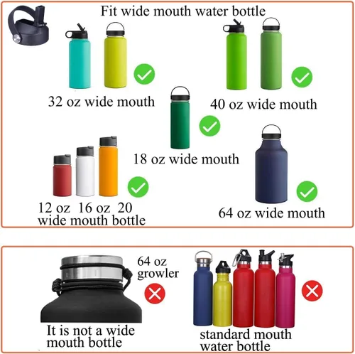 Vista 6 de SENDESTAR Spout Lid for Hydroflask Wide Mouth Water Bottle Fits 18 oz 20 oz 32 oz 40 oz 73 oz,Chug Cap Flexible Handle Compatible, Takeya, Simple