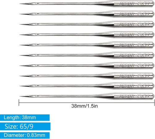 Vista 2 de 50 piezas de agujas de bordar para máquina Brother, tamaño 65/9 130/705H, HAx1, agujas de máquina de coser para máquina de coser Brother