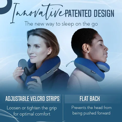 Vista 5 de Bcozzy Almohada cervical de viaje para avión, soporte doble patentado para cabeza, cuello y barbilla Lo mejor para vuelos largos, dormir en avión